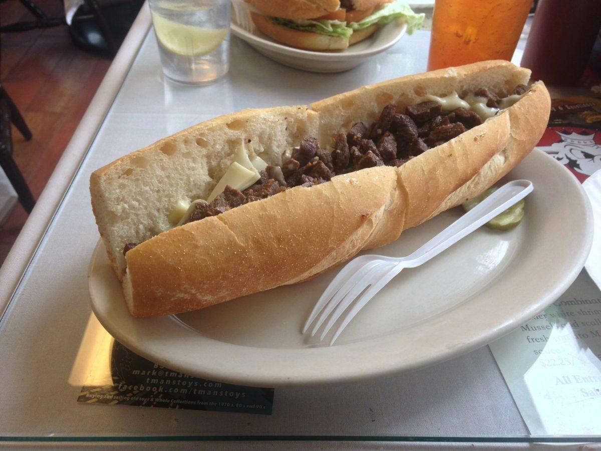 An ostrich cheesesteak, one of many other sandwich options at Steak Out in Sewell. -Jennifer Coulter for The Whit