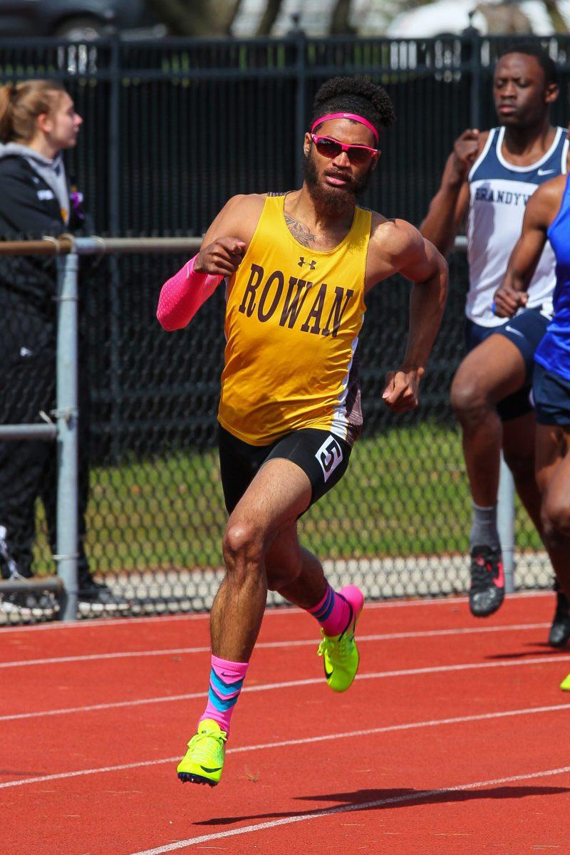 Jamil Jackson runs at the Oscar Moore Invitational at Rowan University on April 8. Jackson placed first in the 400 meter. -Photo courtesy of Sports Information