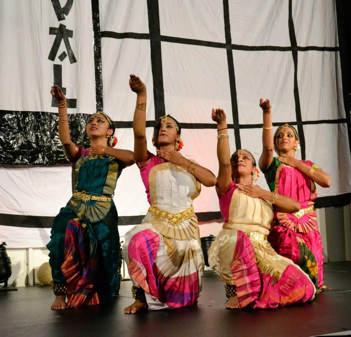 Members of Three Aksha perform a traditional Bharatanatyam dance on stage at RAH Asian Cultural Festival in the Student Center Pit on April 20th, 2017. -Photo Editor/Nicole Mingo