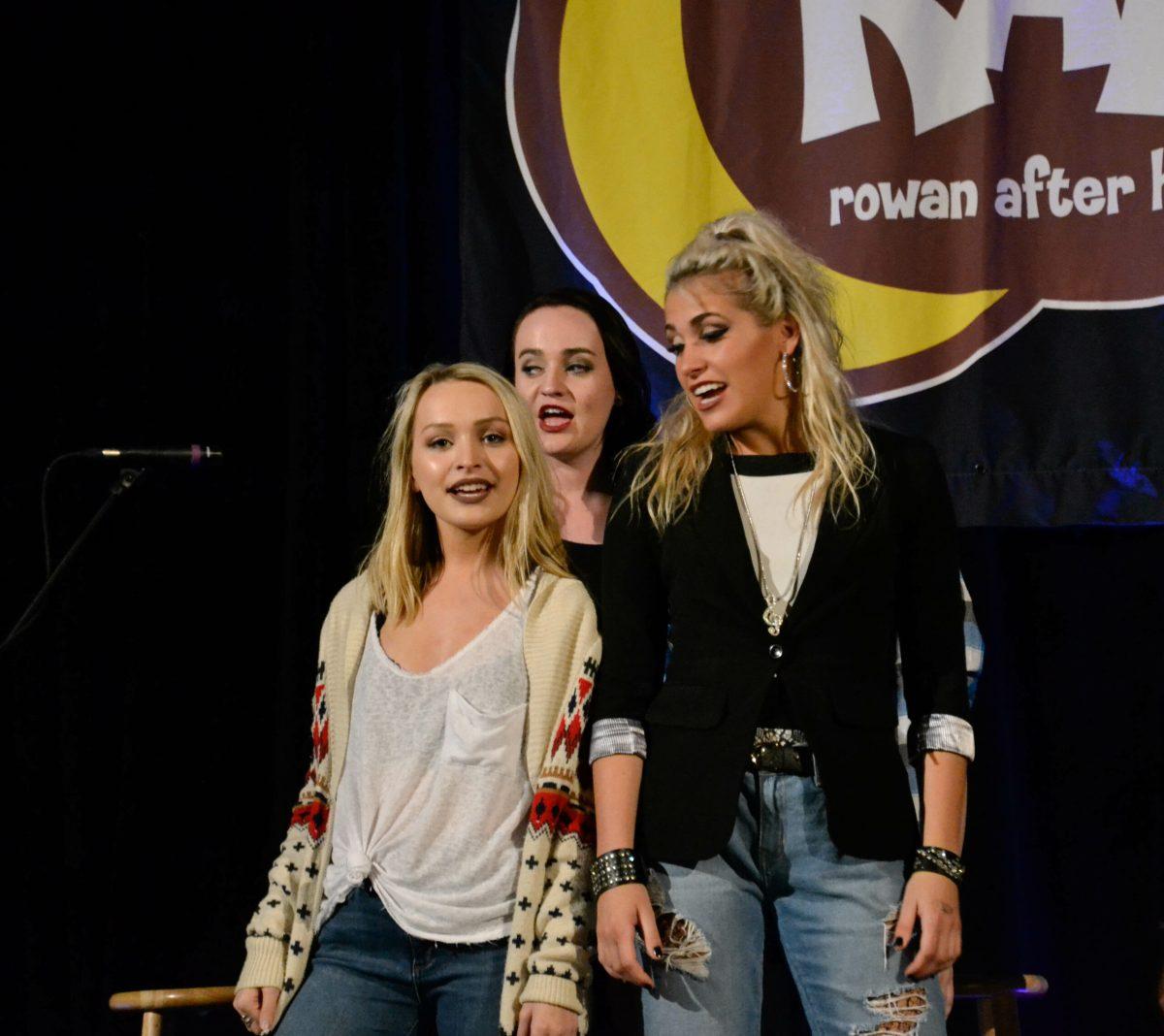 Some of the stars of the Rowan Department of Theatre & Dance's "Carrie: The Musical" performing on stage at the Open Mic Night. This was the last event of its kind for the semester. Staff Photo/Nicole Mingo