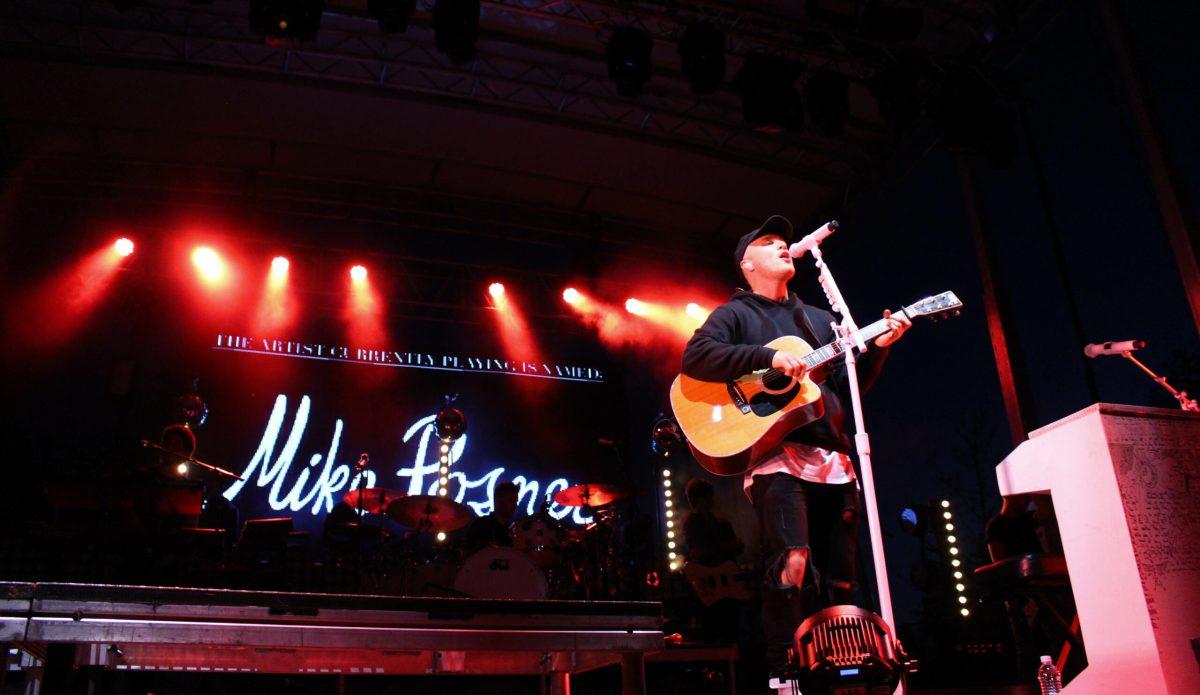 Grammy nominee Mike Posner performs at the 2017 Hollybash concert. -Photo Editor/Amanda Palma