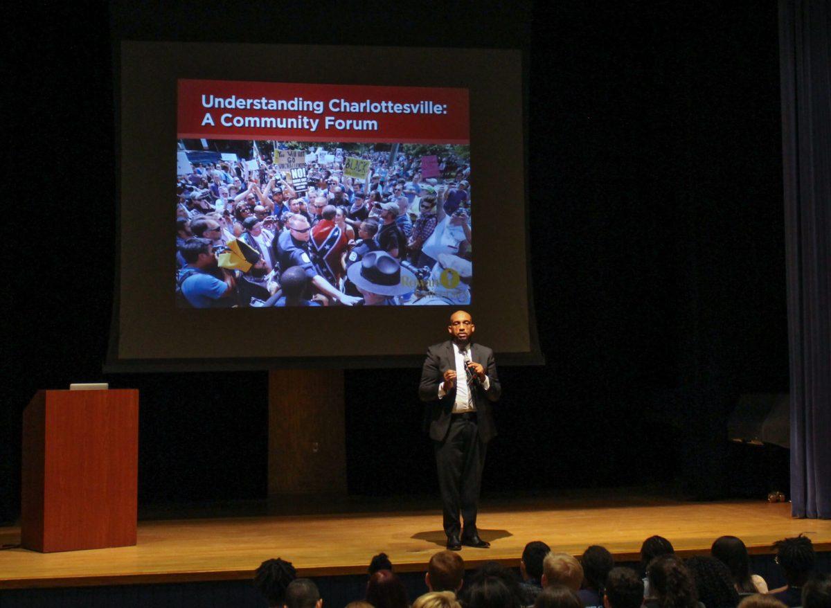 Dean Richard jones speaks at the Understanding Charlottesville event last night. -Staff Photo/Kayla Vitulano