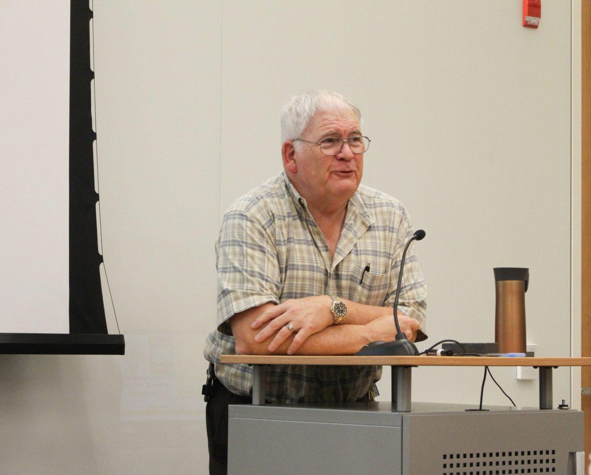 Howard Lubert, benefactor behind the Idea Challenge speaks to a meeting of the CEO club on Sept. 21, 2017. -Staff Photo/Jaryd Leady