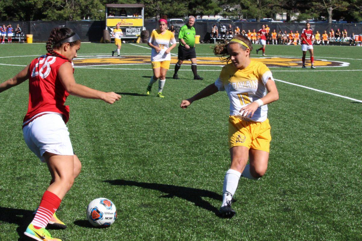 Junior back Maddie Williscroft goes against an opposing attack last year. She scored the winning goal against The College of New Jersey in the NJAC Championship last season - Photo Editor/Amanda Palma