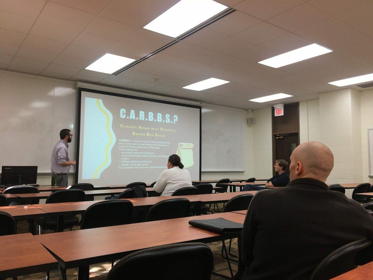 Luke Cooper, professor in the department of Psychology, during his lecture, The Pros and Cons of Personality, on October 27 in Robinson Hall -Staff Photo/Andrew Turco