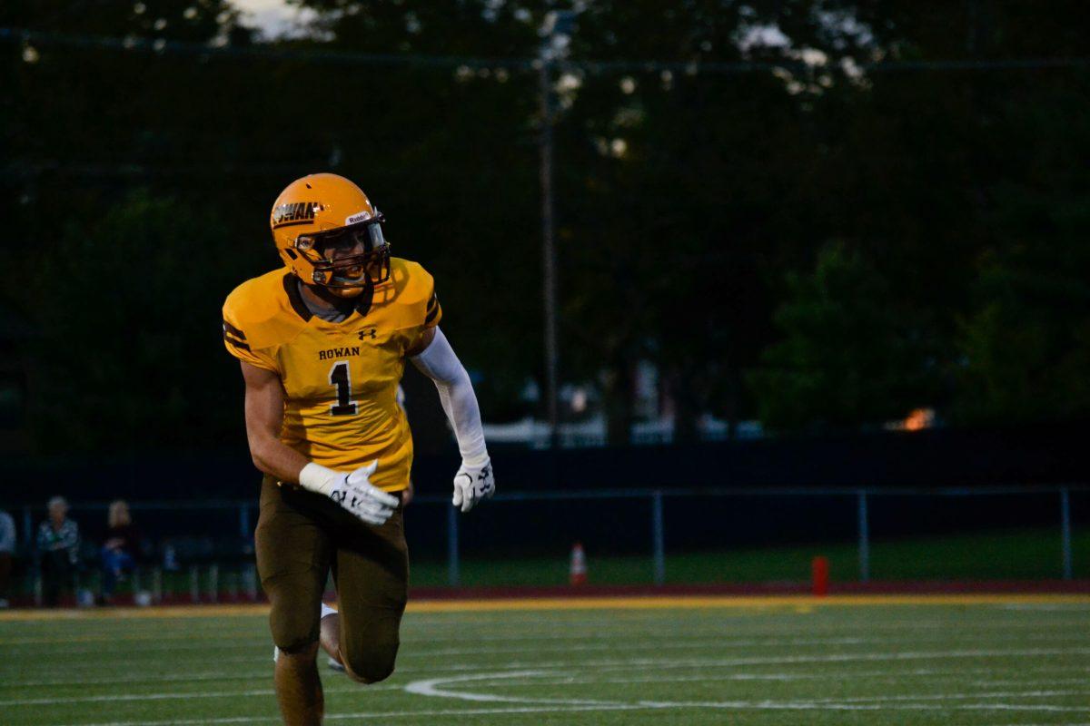 Sophomore wide receiver J.J. Kulcsar going out for a pass earlier this year. The Profs return to action against The College of New Jersey on Saturday. Photo Editor/Nicole Mingo