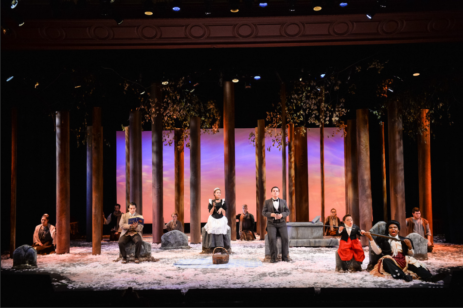 Cast members in the titular cherry orchard. -Photo courtesy of Matthew Wright