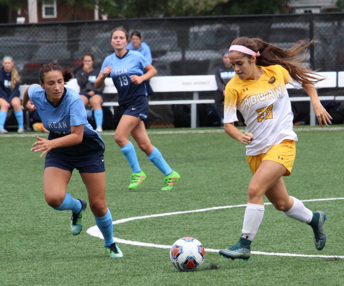 Freshman midfielder Dominique Marrone on the attack last week against Kean University. Marrone has two goals on the year. Photo Editor/Amanda Palma