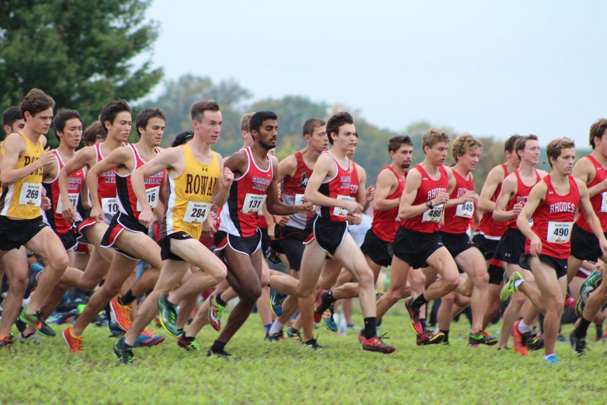 Senior captain Kevin Veltre (number 284) this past Saturday at the Inter-Regional Border Battle hosted by Rowan. Veltre has three first-place finishes and a second-place finish this year. Photo courtesy of Sports Information.