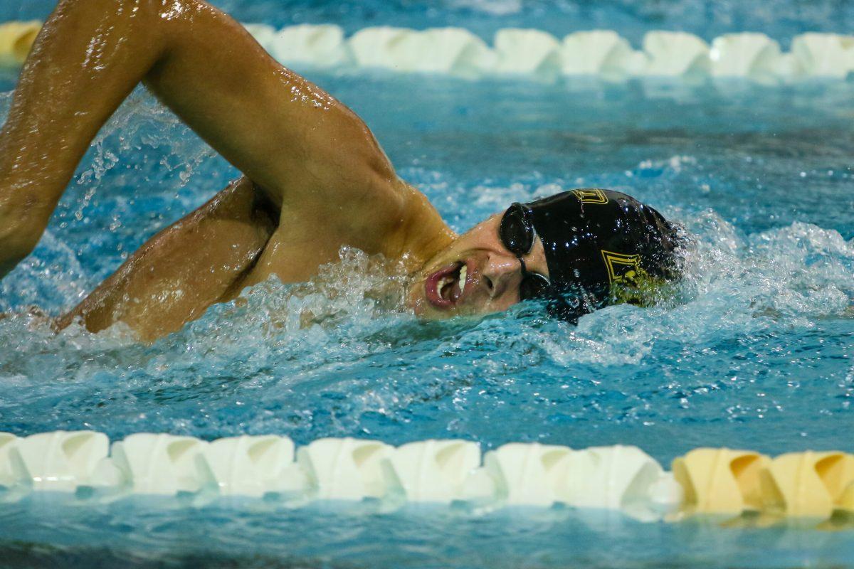 Senior distance swimmer John Tepper competing in an event earlier this year. Photo courtesy of Sports Information.