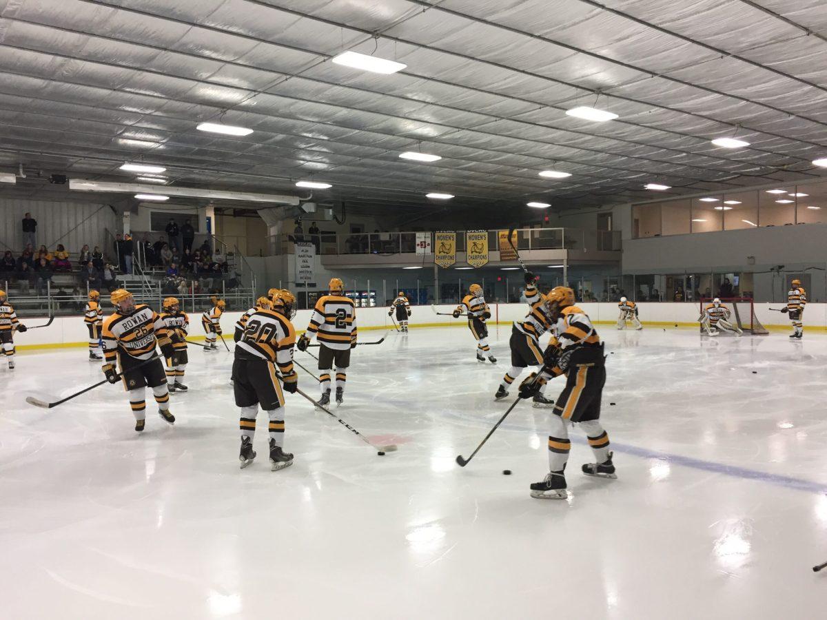 The Rowan DIII ice hockey team awaits a game earlier this weekend, as the DII team was away for the weekend at Army and Delaware. Staff Writer/Chris Devine