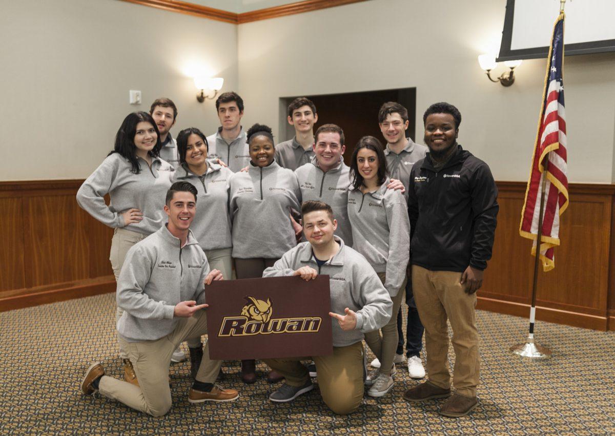 The executive board of Rowan University's Student Government Association poses for a photo after a meeting on Jan. 22, 2018. -Assistant Photo Editor/Miguel Martinez