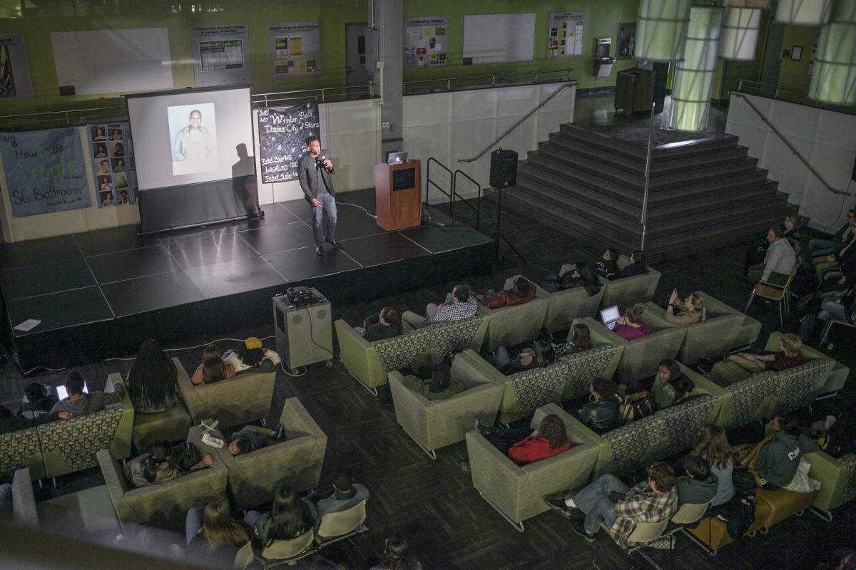 Students sit in the pit during the Dear World presentation. -Assistant Photo Editor/Miguel Martinez