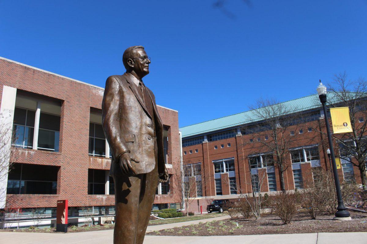 The Henry Rowan statue greets campus visitors.-File Photo / Amanda Palma 