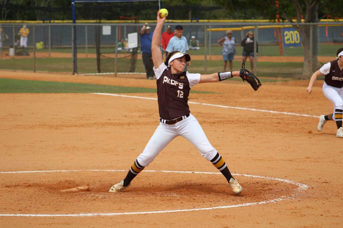 Jesse DeDomenico winds up for a pitch during the RussMatt Central Florida Invitational. Photo courtesy of Sports Information 