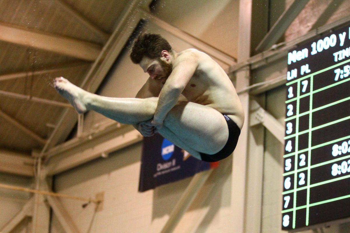 Rowan senior diver Sean Piacente dives during a meet against TCNJ earlier this year. -Photo courtesy of Sports Information