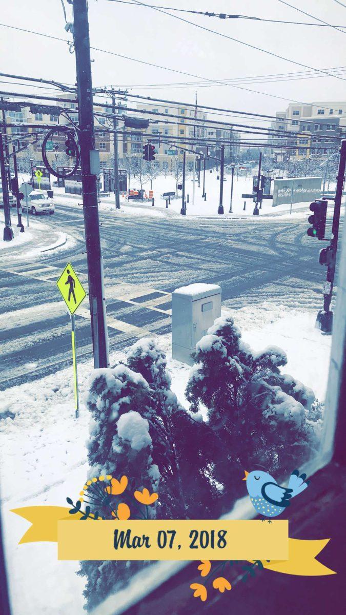 The intersections of High Street and Main Street in Glassboro, NJ on March 7, 2018 around 4:15 p.m., after the thick of the storm subsided. -Staff Photo/Sydney Kerelo