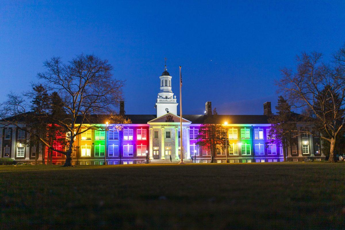 Bunce Hall lit up for Pride Week at Rowan University. - File Photo/Miguel Martinez