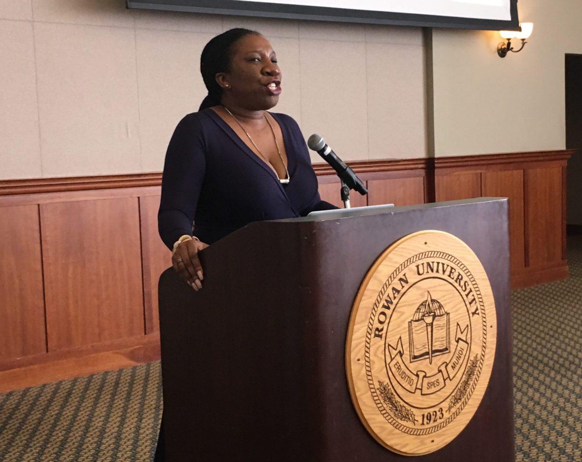 #MeToo founder Tarana Burke speaks to assembled students at the Feminist Activist Symposium on March 29, 2018. -News Editor/Matt Kass