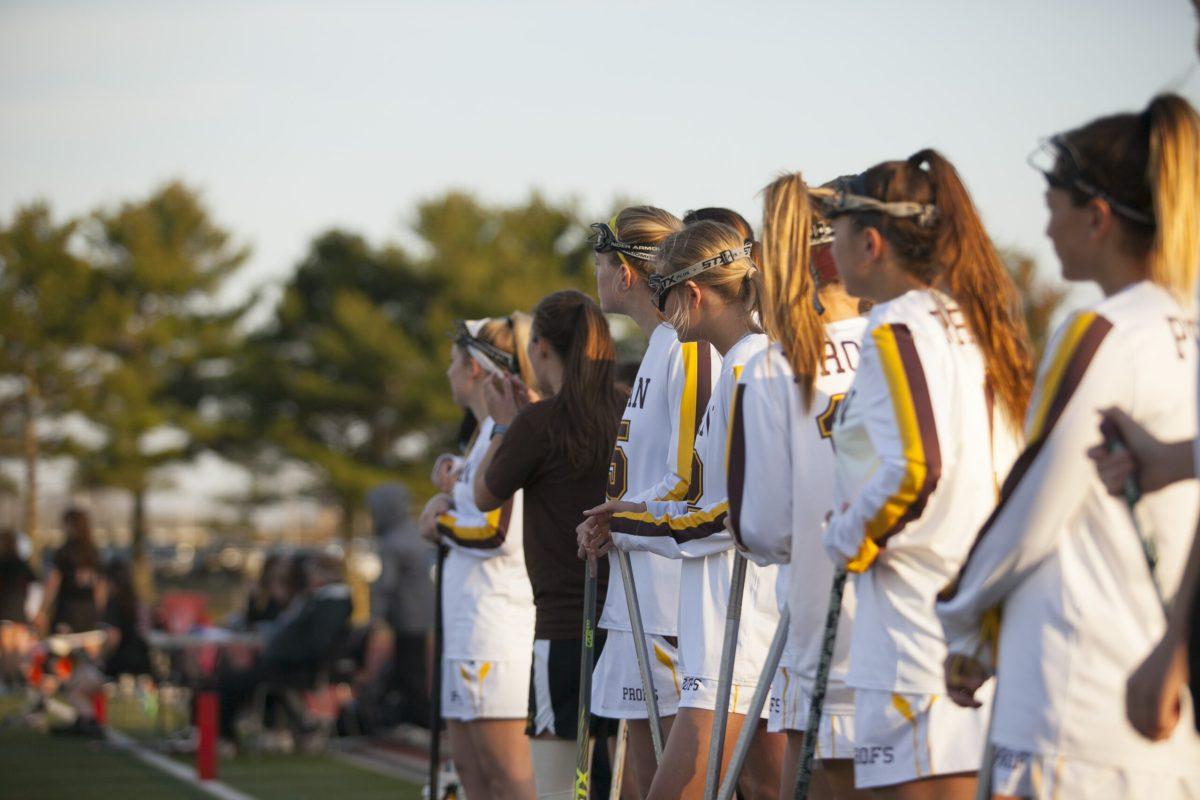 The Rowan lacrosse team lines up prior to a game earlier this season. Their 14 wins are the most in the team's history. Assistant Photo Editor/Miguel Martinez