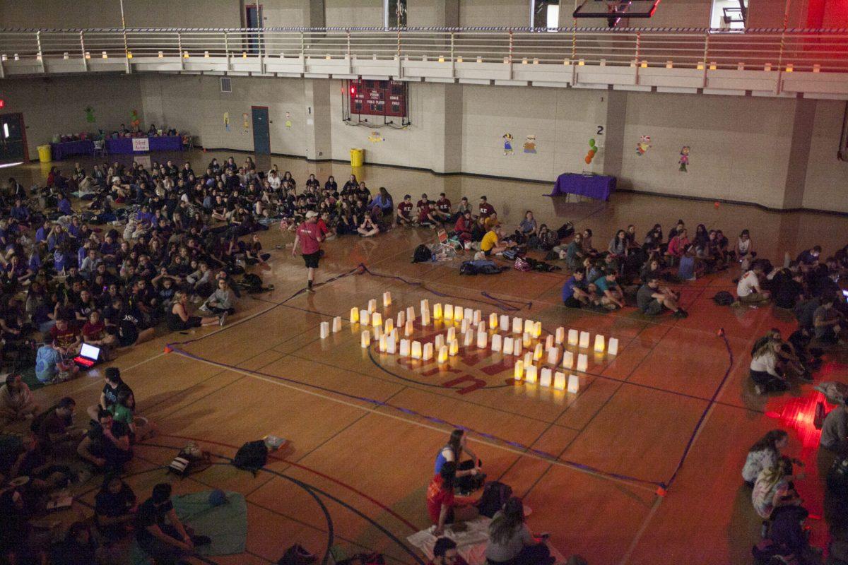 A group of lit candles spell out the word hope during the Rowan University relay for life on April 13, 2018. -Assistant Photo Editor/Miguel Martinez