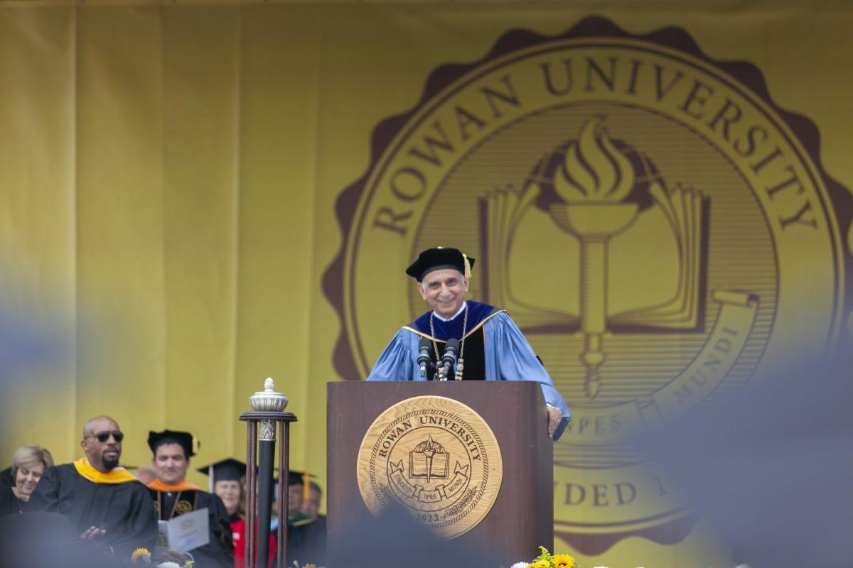 President Ali A. Houshmand
speaks at the main ceremony of Rowan University graduation 2018. - Editor-In-Chief / Miguel Martinez 