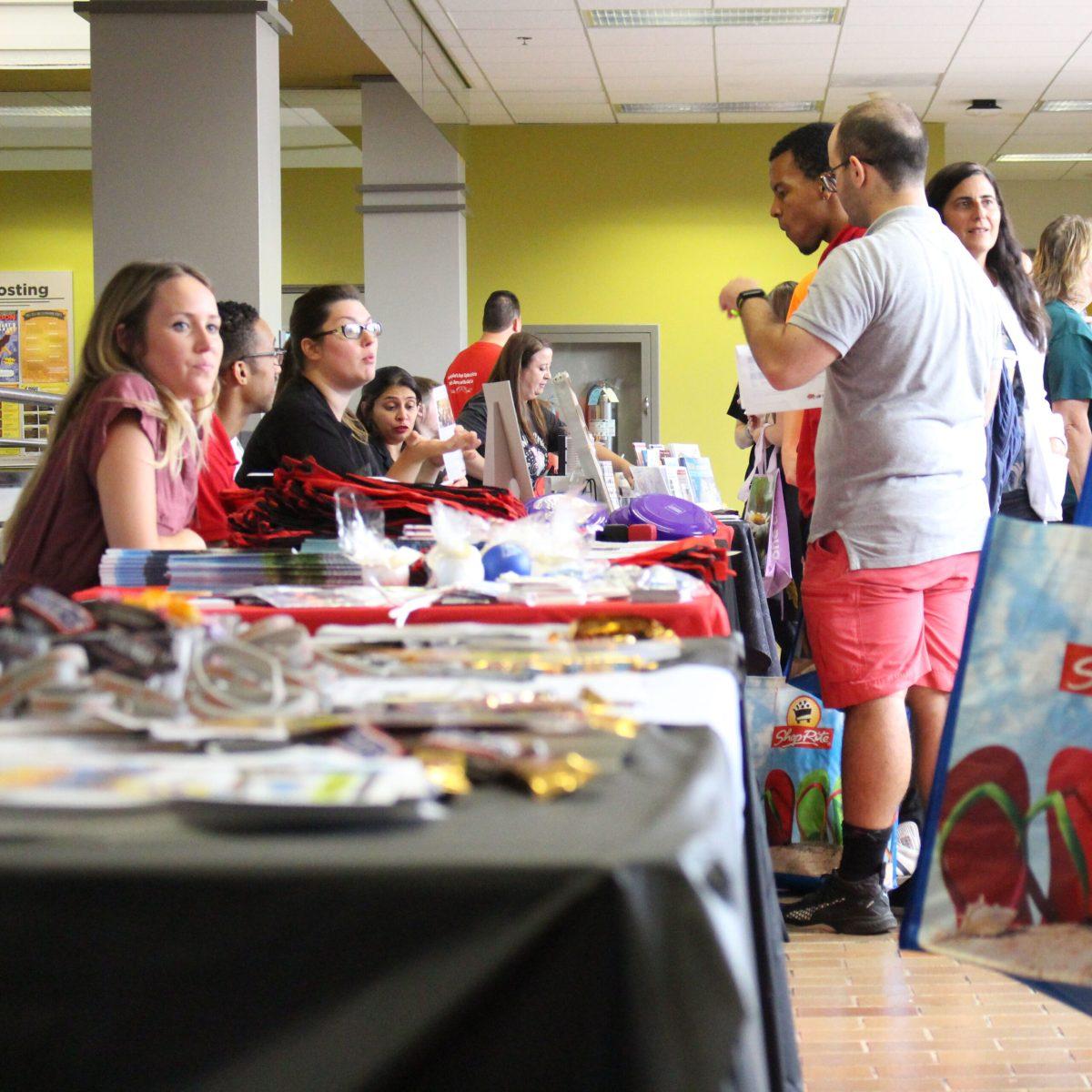 Students take advantage of the Vendor Showcase and visit tables featuring multiple businesses and groups from around the area in the Student Center on Friday, September 7th, 2018. -Multimedia Editor/Jaryd Leady