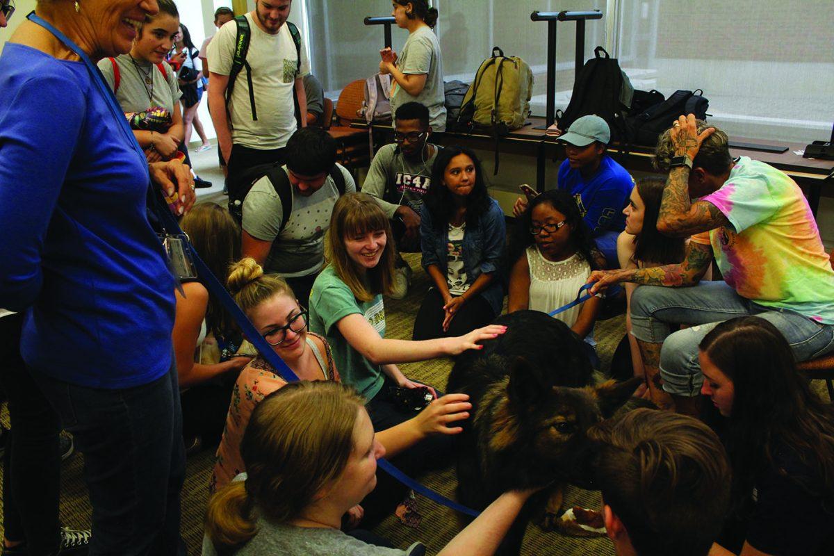 Students enjoy "Paws" for a Break in the Wellness Center. -Graphics Editor/Amands Palma