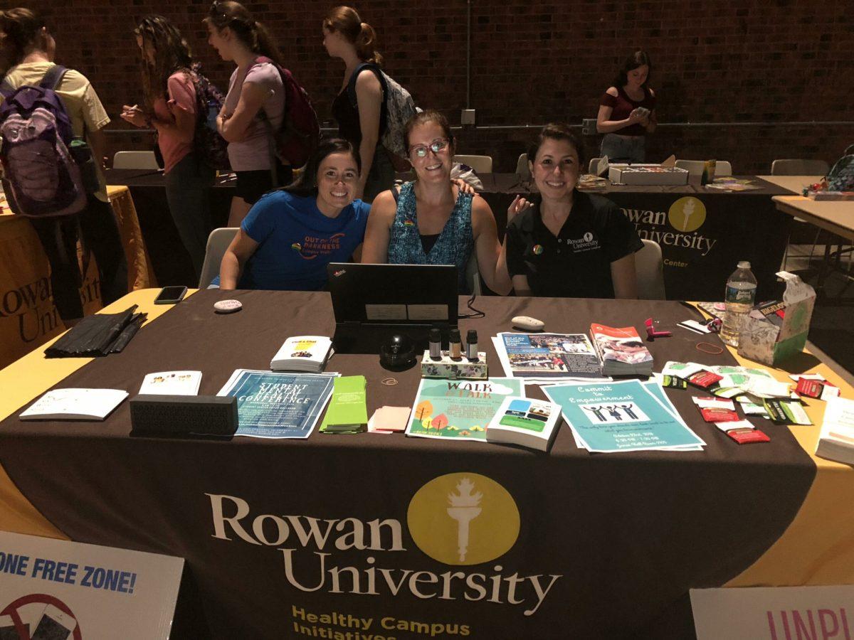 Lindsay Johnson, Allie Pearce, and Brittany Gottsch participating in Unplug and Connect event at Rowan. -Staff Writer/ Kalie VanDewater