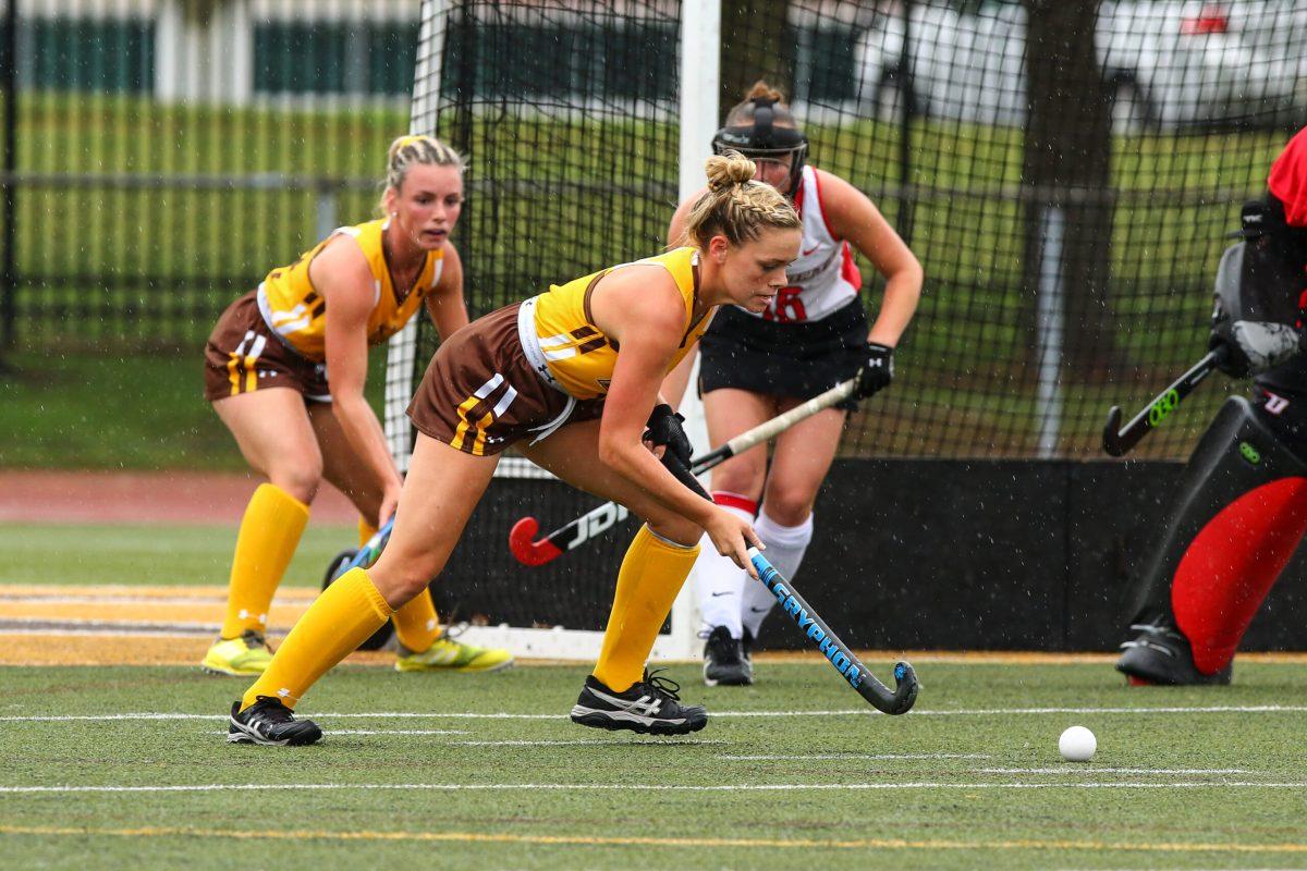 Senior Rachel Galante leads on the attack earlier this year. Galante has 21 goals this season. Photo courtesy of Sports Information. 