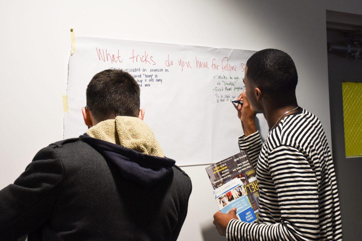 Students participate in sharing their ideas on improving college affordability at the SGA and Rowan's Affordability task force luncheon on Thursday. Contributing writer/ Julia Train 