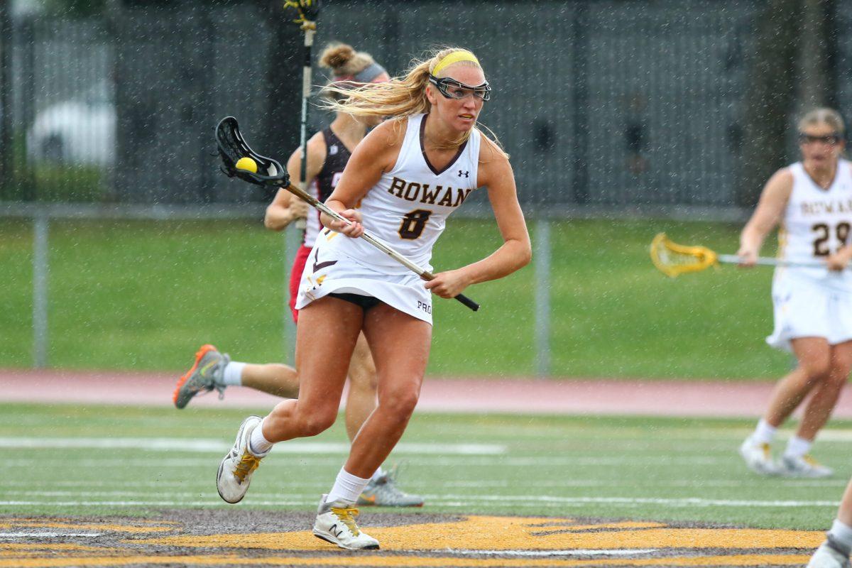 Senior Maddie Bray controls possession in a game against Catholic last season. Photo courtesy of Rowan Athletics. 