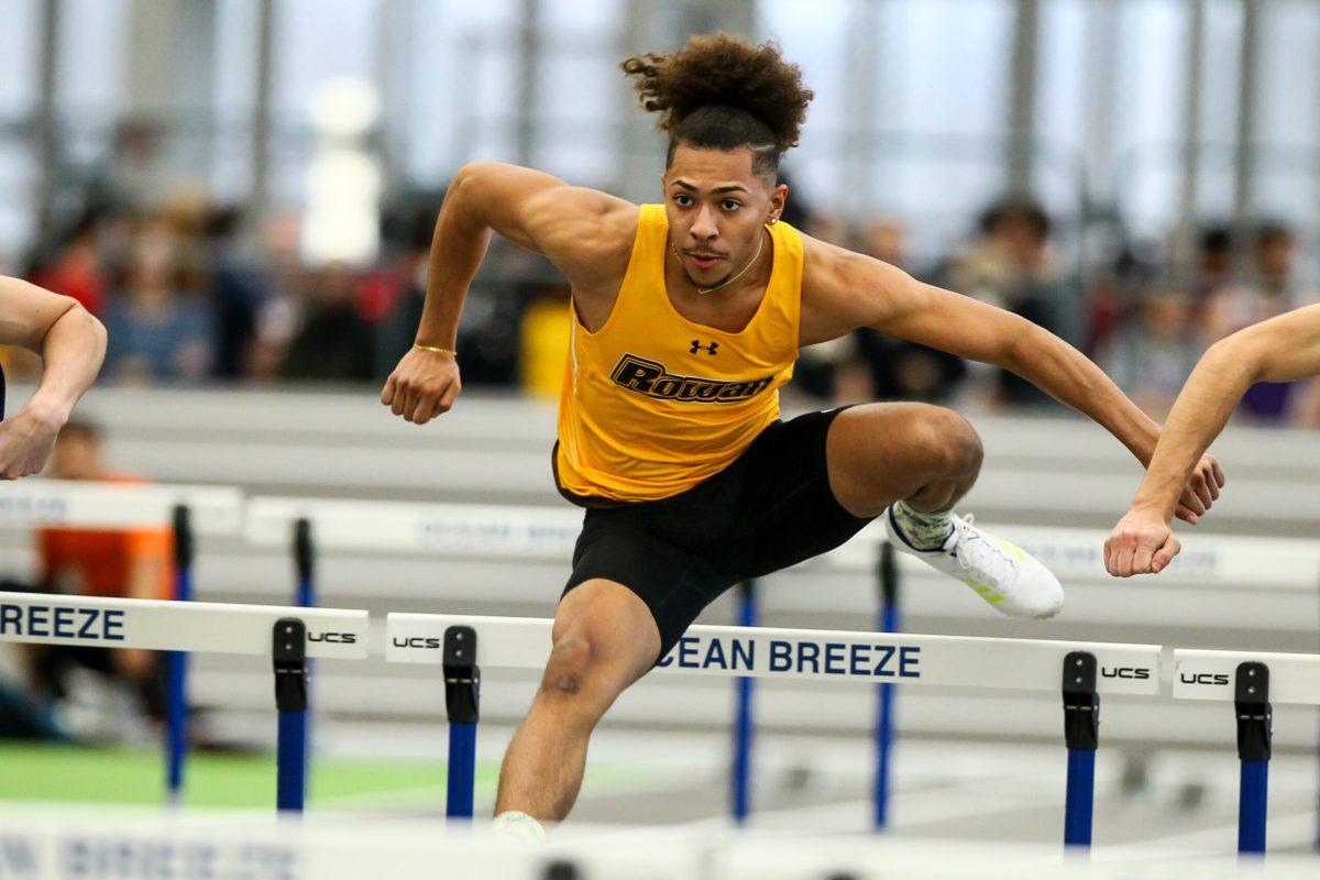 Sophomore Tyler Garland participates in an event earlier this indoor season. Photo courtesy of Rowan Athletics