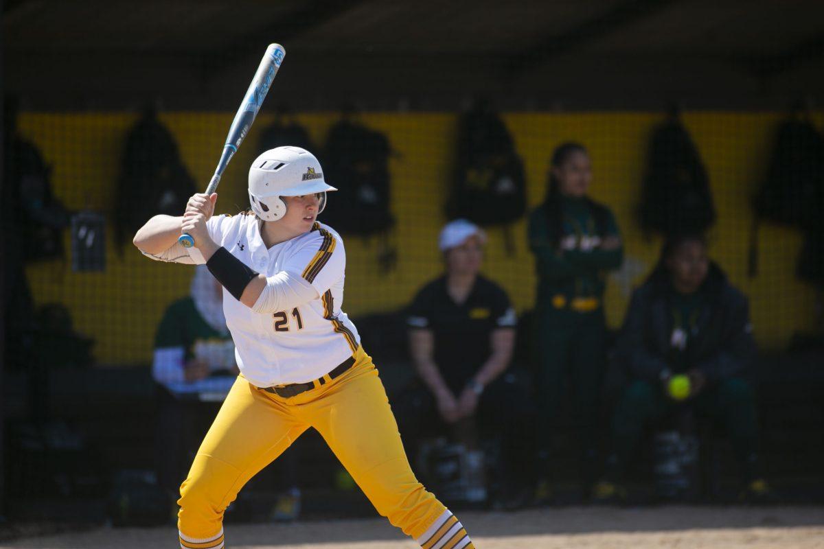 Kelly Duffy up to bat during a game in 2019. Duffy recorded a hit in both games of the double header on Sunday. - File Photo / Miguel Martinez