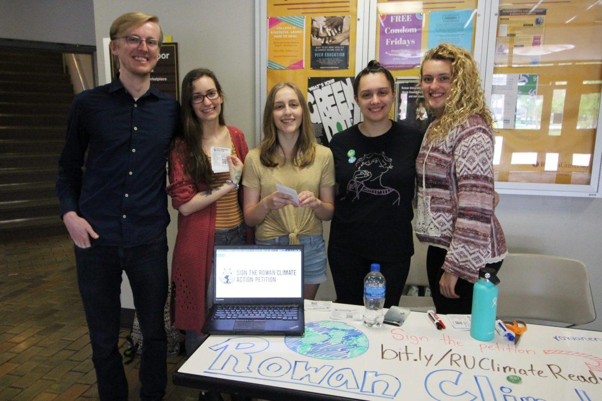 The Rowan Environmental Action League (R.E.A.L.), an environmental activist group known for their campus clean-ups, gathered in the Chamberlain Student Center to collect electronic signatures from students for their eco-friendly campus petition, dubbed the Rowan Climate Action Petition. -Staff Writer/Vince Ceraso
