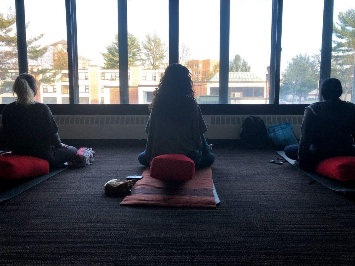 Isha Strasser leading meditation at relax and align session -Staff Writer/Kalie VanDewater