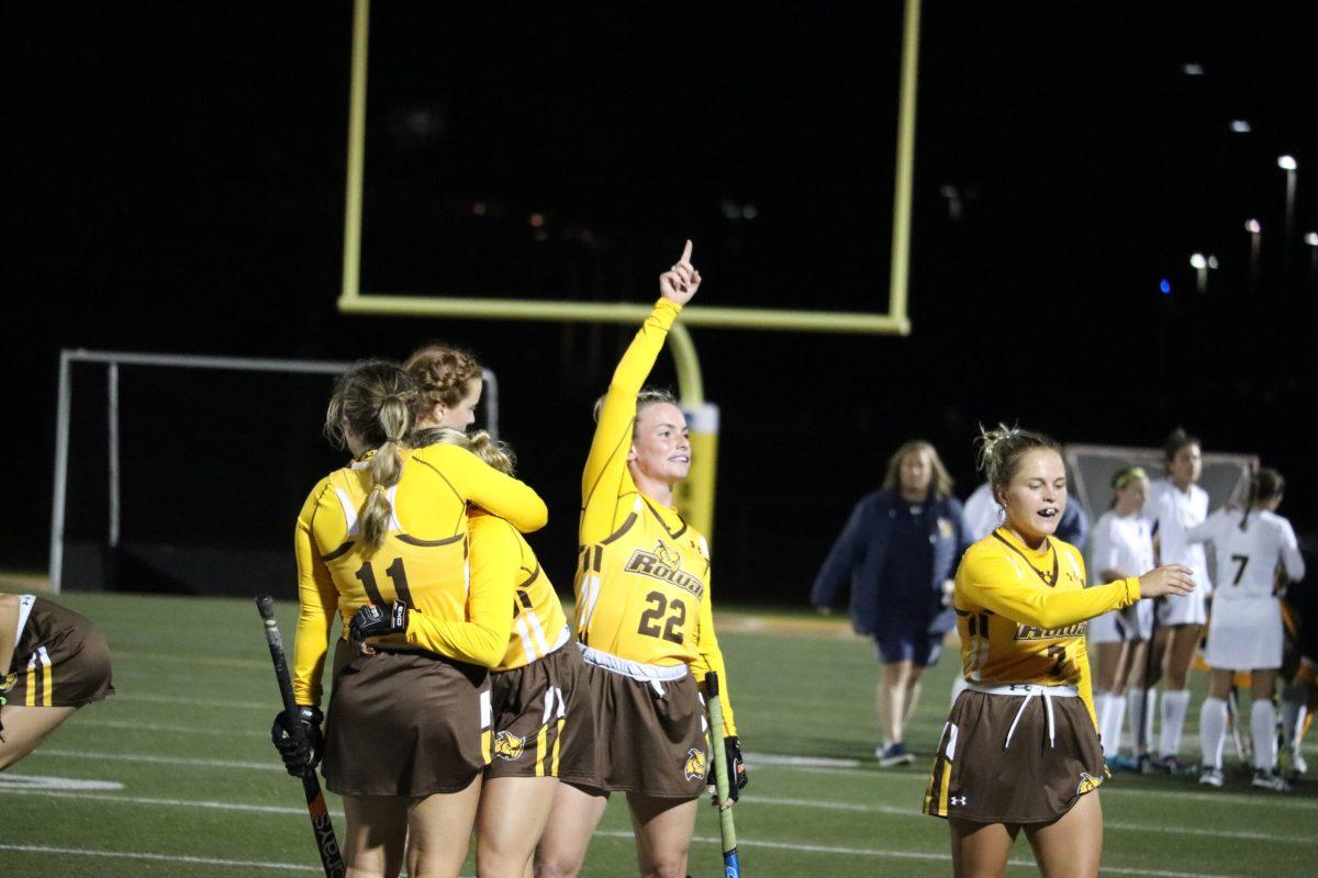 Krystyna Hovell (center) celebrates after a win last season. -  Multimedia editor / Dyone Payne