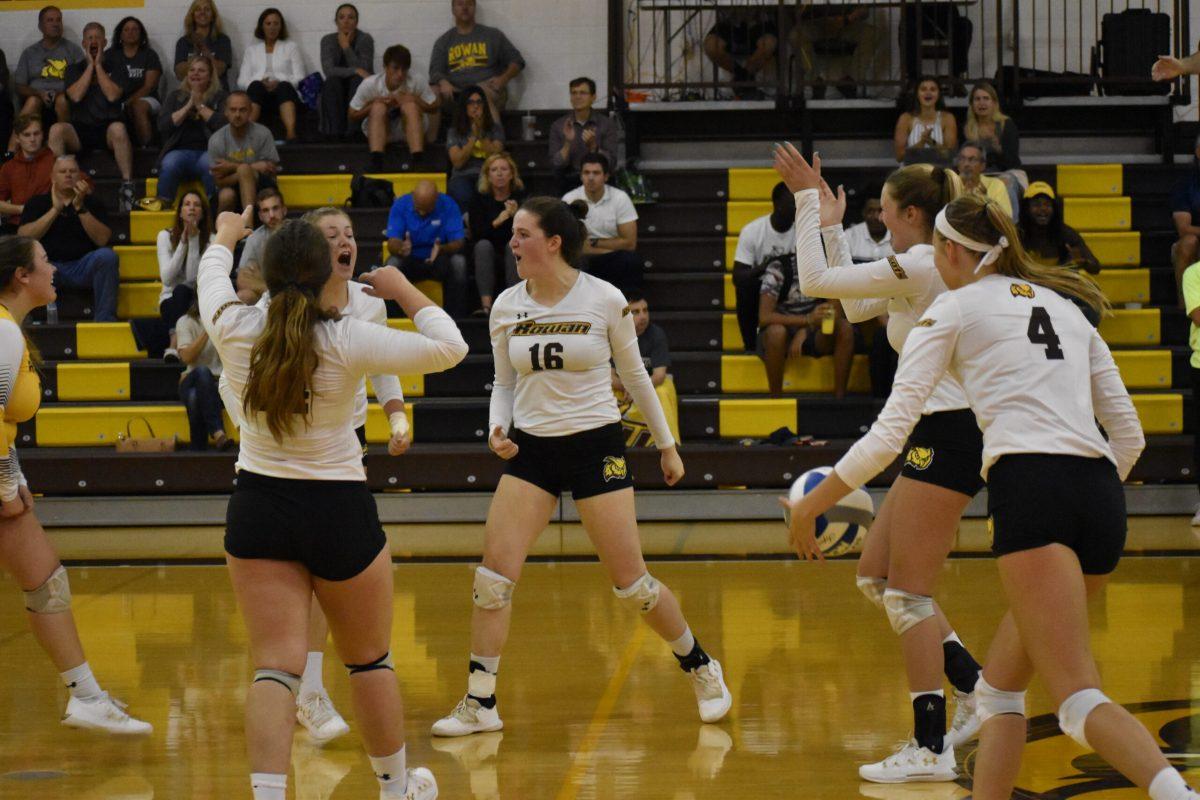 Megan Jacobi (center) fired up during an NJAC victory against Ramapo on September 25, 2019. Photo / Multimedia Editor Christian A Browne