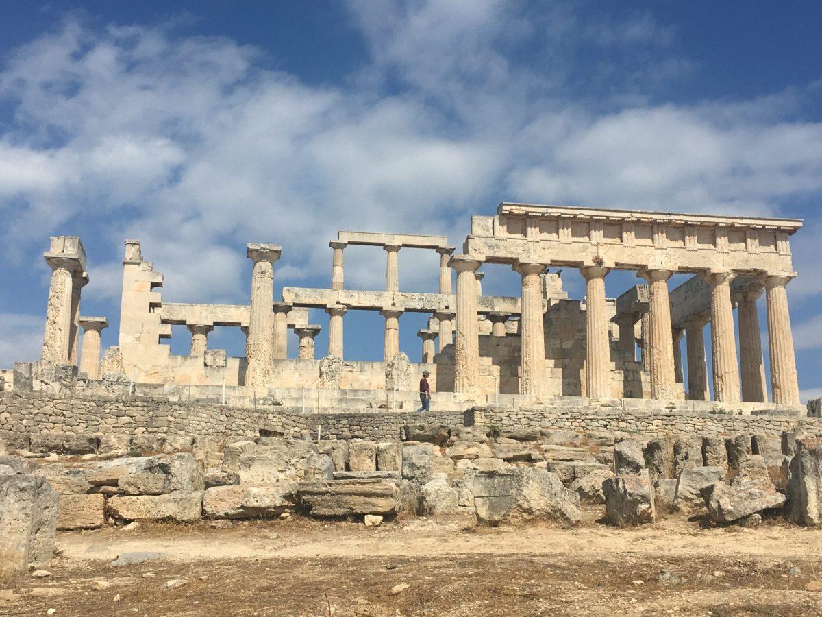 The Temple of Aphaia stands against a blue sky. Achterberg visited the temple on an excursion to the Greek island Aegina. - Contributor / Adelaide Achterberg