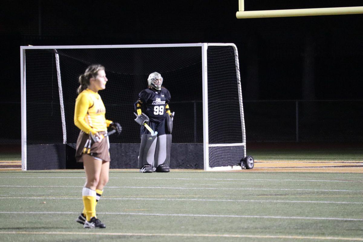 Morgan Novak (right) in goal during a game last season. - Multimedia Editor / Dyone Payne