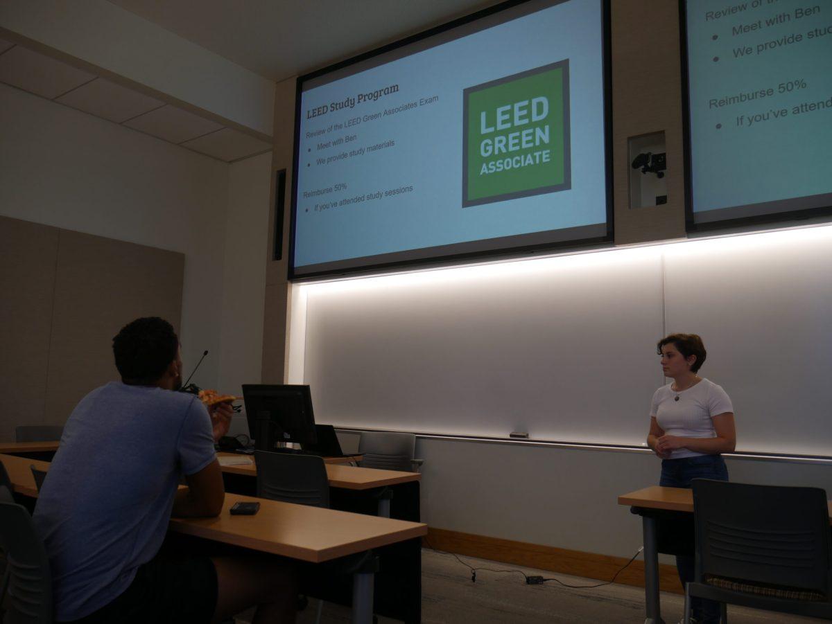 Kourtney Arena, senior civil and environmental engineer and president of Rowan's USGBC chapter, discusses the LEED Green Associate exam. - Editor-in-Chief / Tara Lonsdorf