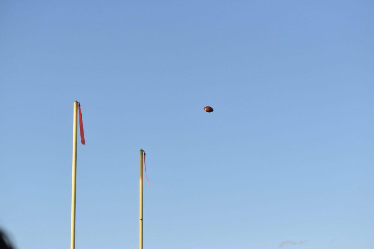 The ball soars through the uprights when Rowan played Widener at Wackar Stadium. Photo / Christian A Browne.