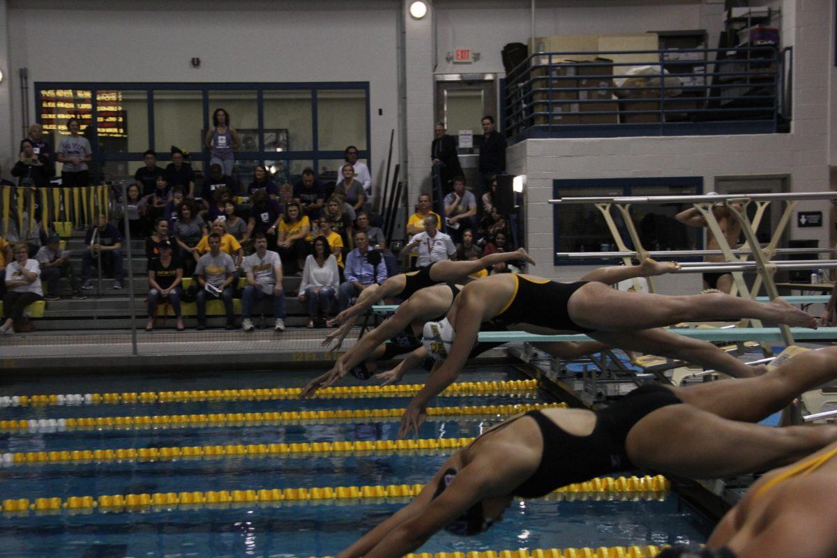 The beginning of an event during the meet against NYU. Photo/ Multimedia Editor Christian Browne.