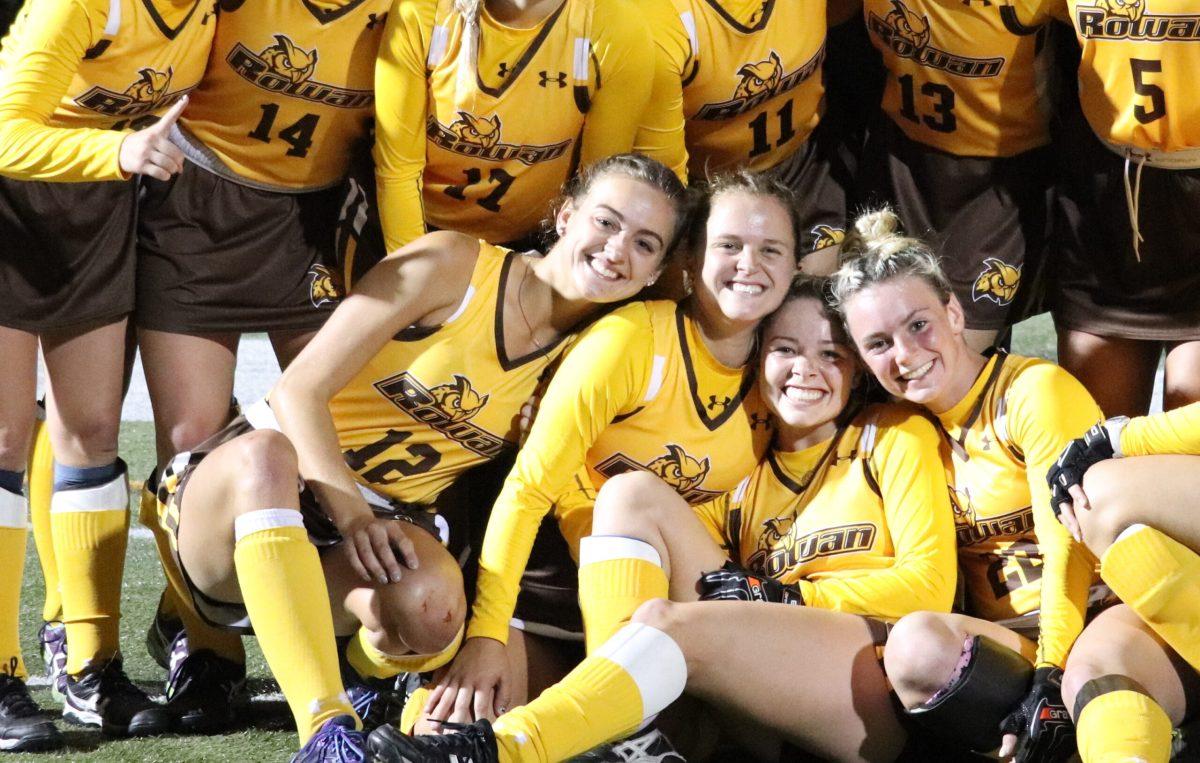 Molly Gorczyca (left) with last year's field hockey team after a win over TCNJ. Photo / Multimedia Editor Dyone Payne