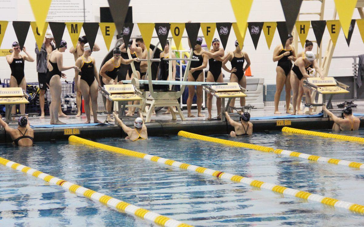 The women's swim team before an event earlier this year. Photo/ Harlan Drakes.