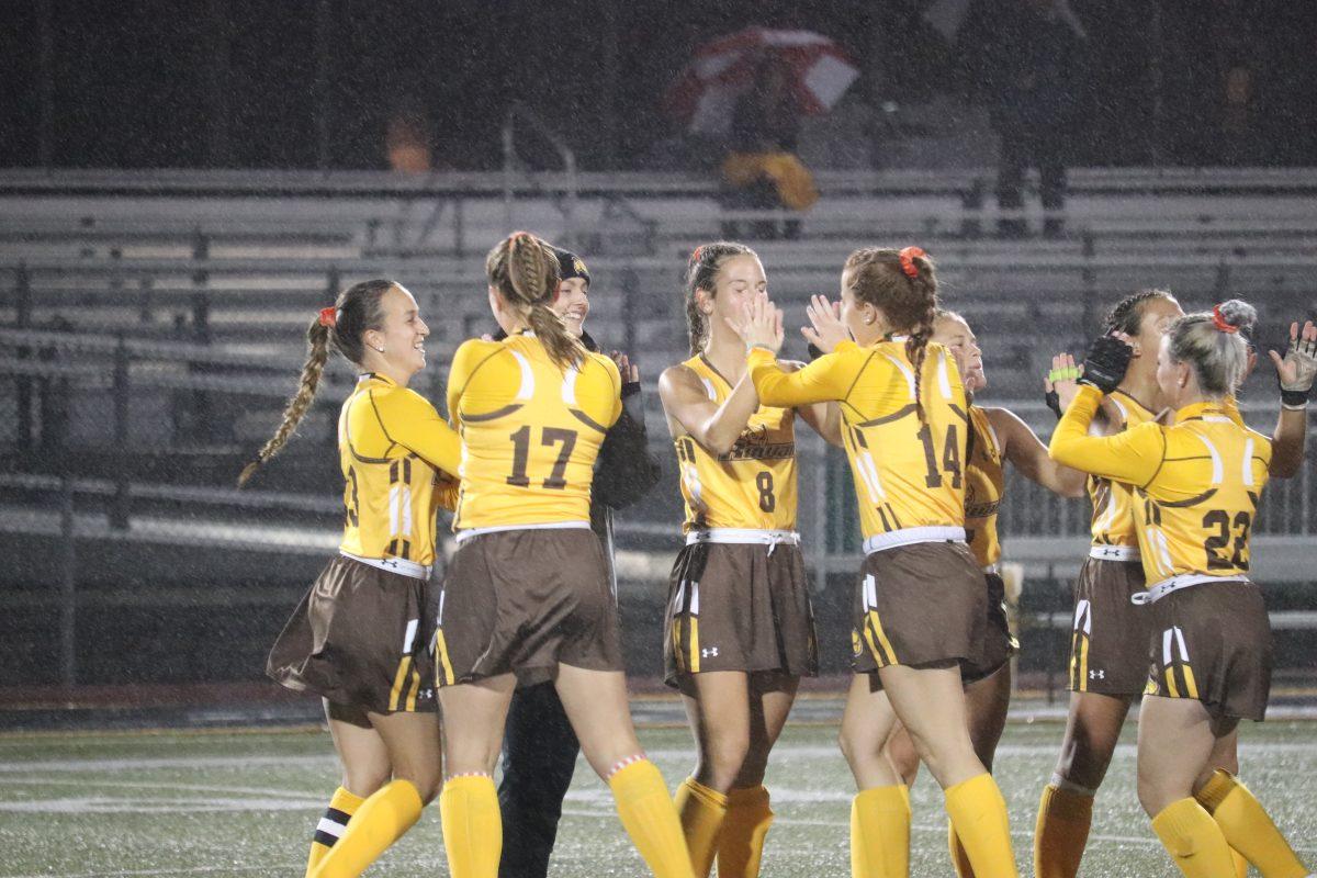 The field hockey team before a game earlier this year. Photo/ Multimedia Editor Dyone Payne.