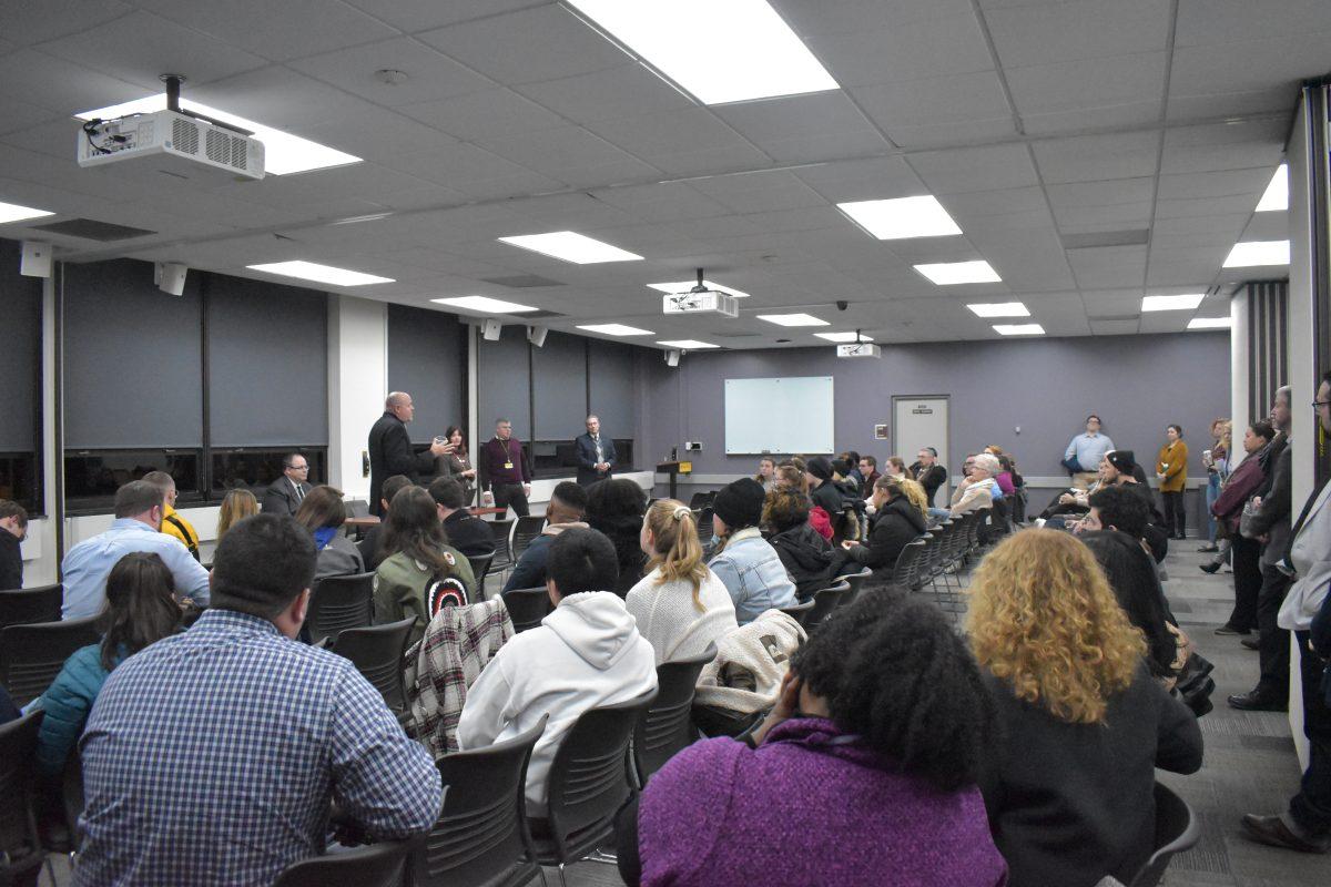 On Thursday night, Rowan community gathered following an incident involving a student at the Rowan Boulevard parking garage. The meeting was held to address concerns within the community regarding the handling of mental health on campus. - Multimedia Editor / Christian Browne