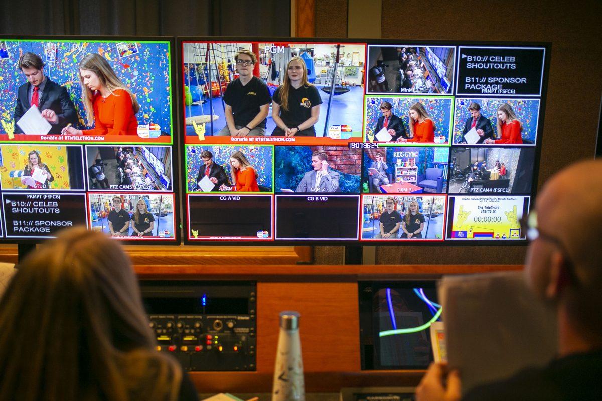 Monitors at a TV studio in Bozorth Hall at Rowan University Glassboro campus. Editor- In Chief / Miguel Martinez