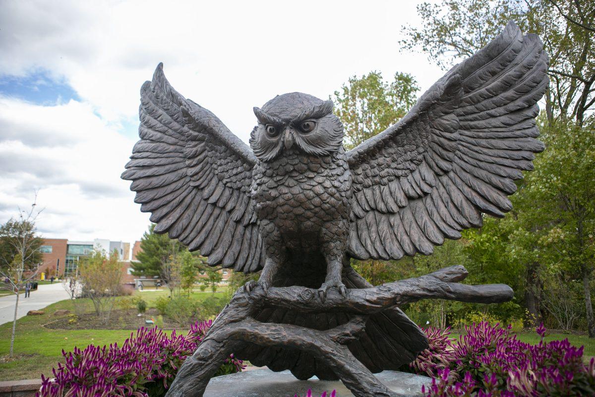 The owl statue near Robinson Hall at Rowan's Glassboro Campus. - File Photo / Miguel Martinez