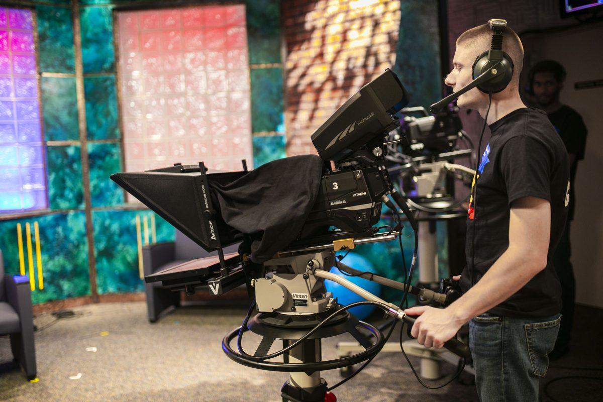 A student operates a camera during the annual Rowan Television Network's Telethon in 2019. -Editor-in-chief / Miguel Martinez